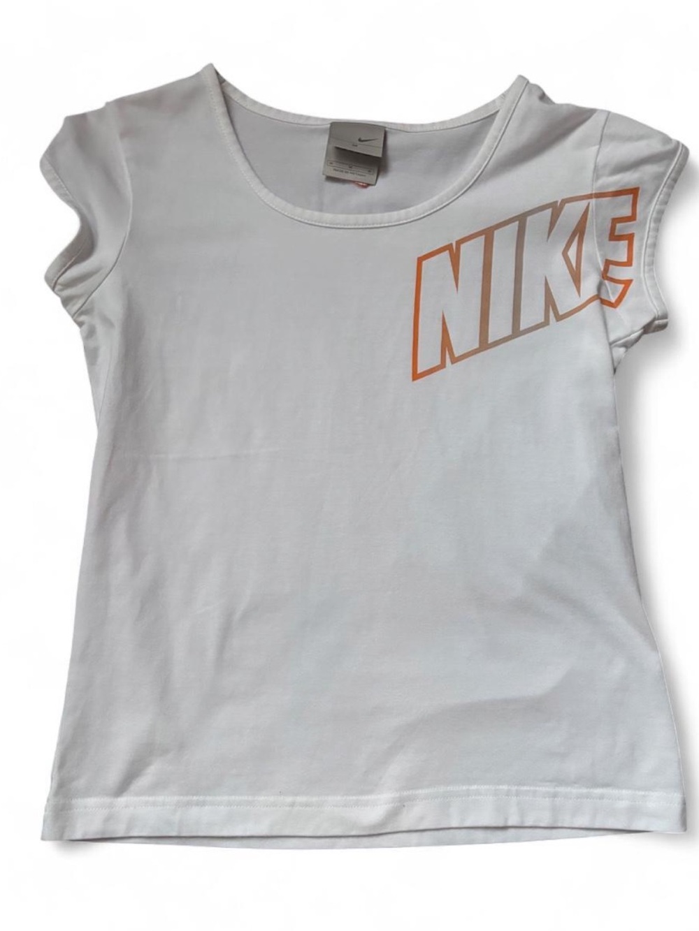 Vintage 2005 Y2K Womens Nike Orange Spell Out Shirt